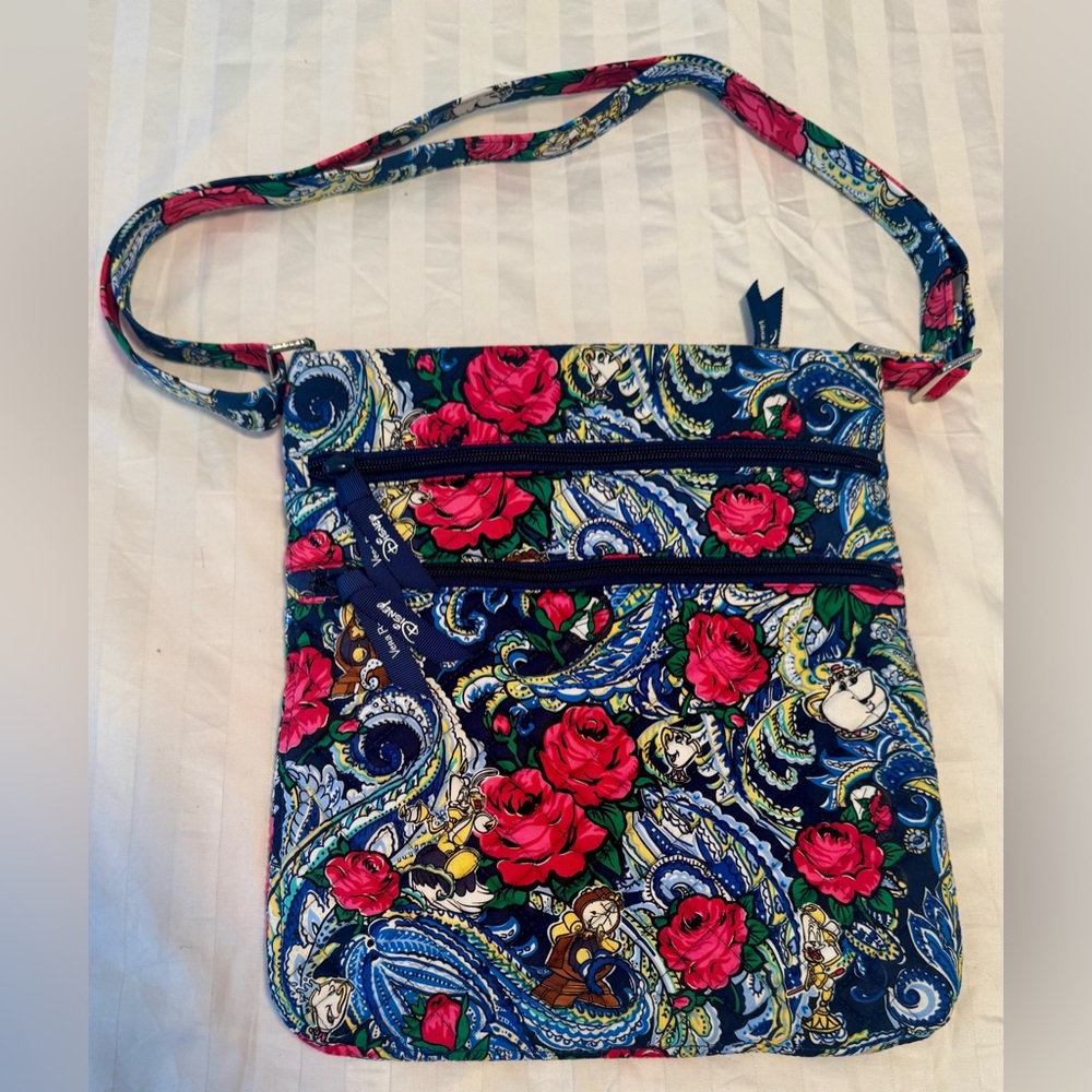 Vera Bradley Disney Bonjour Belle Triple Zip Hipster Crossbody